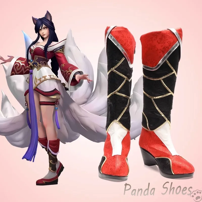 

Ahri LOL Cosplay Shoes Anime Game League of Legends Red Long Cos Boot Fox Ahri Cosplay Costume Prop Shoes for Halloween Party