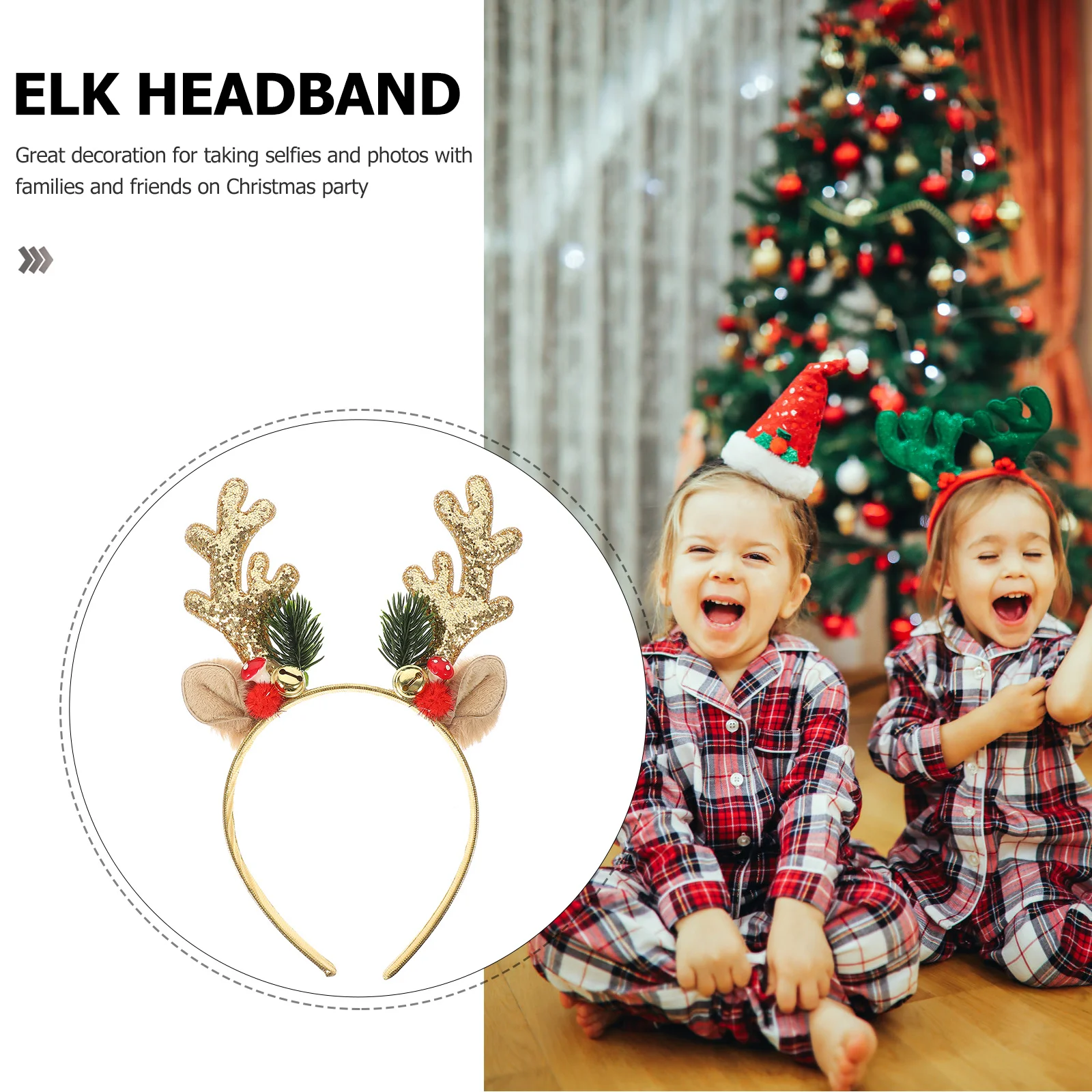 

Christmas Reindeer Antler Headband Bright Cosplay Accessory Xmas Hair Hoop For Women Girls Costume Event