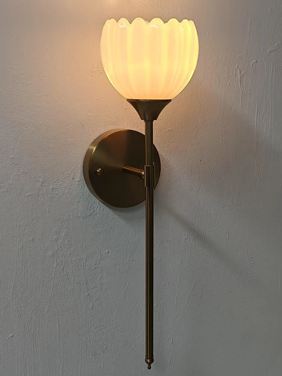 New Vintage Wall Sconce With Glass Shade Creative Flower Wall Lights Hard-Wired Led Wall Lamp for Bedroom Bedside Living Room