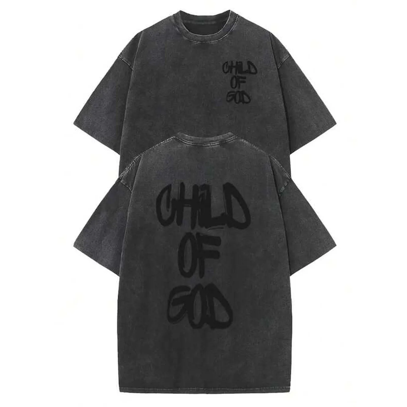 1 Piece, 230G Double-Sided Washed, Oversized Shoulder1 Piece, Washed Printed T-Shirt 230g, High-Quality Batik Cotton Retro Fashion Brand T-Shirt, A Certain Thickness Suitable For Summer T-Shirts, Holiday Gifts.