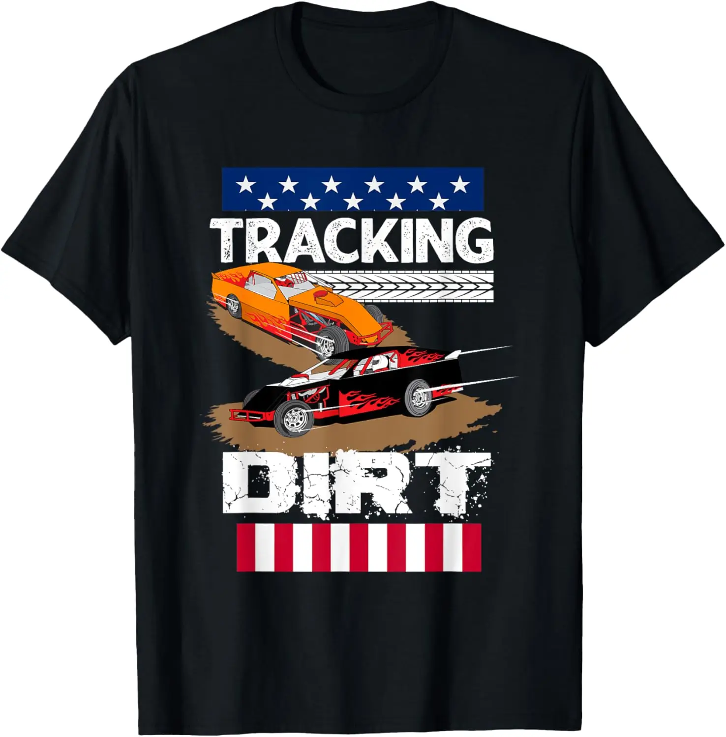 American Flag Dirt Track Racing T-Shirt