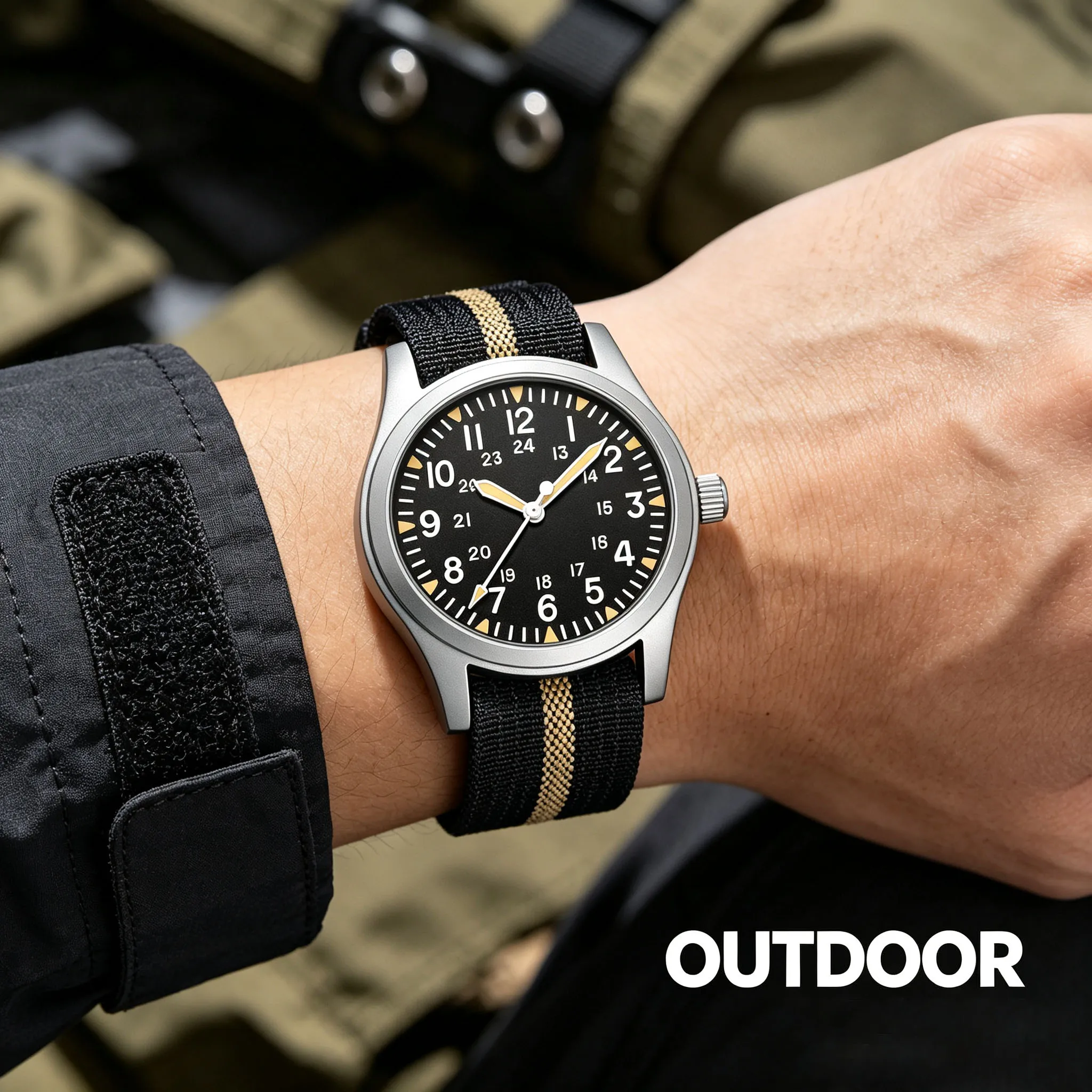 MILITREK MT9001 37mm Field Watch VH31 Sweep Second Quartz Sapphire Anti-Reflective Glass 100M Waterproof Nato Nylon Strap Watch