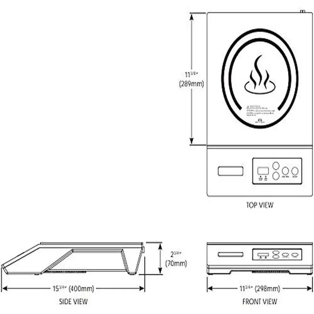 Induction Cooktop 1800W 120V Stainless Steel Ceramic Glass Push Button Controls Portable  Cooker 11.75