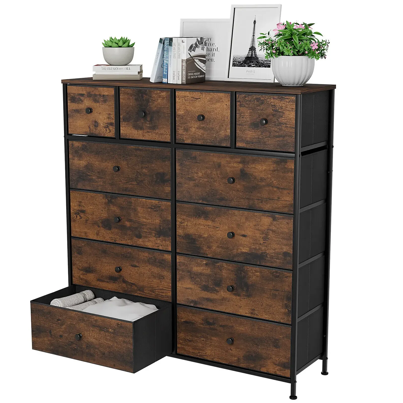 Tall Dresser for Bedroom with 12 Drawers,Chests of Drawers, Fabric Dresser for Bedroom,Closet,Fabric Storage Dresser,Steel Frame image 2