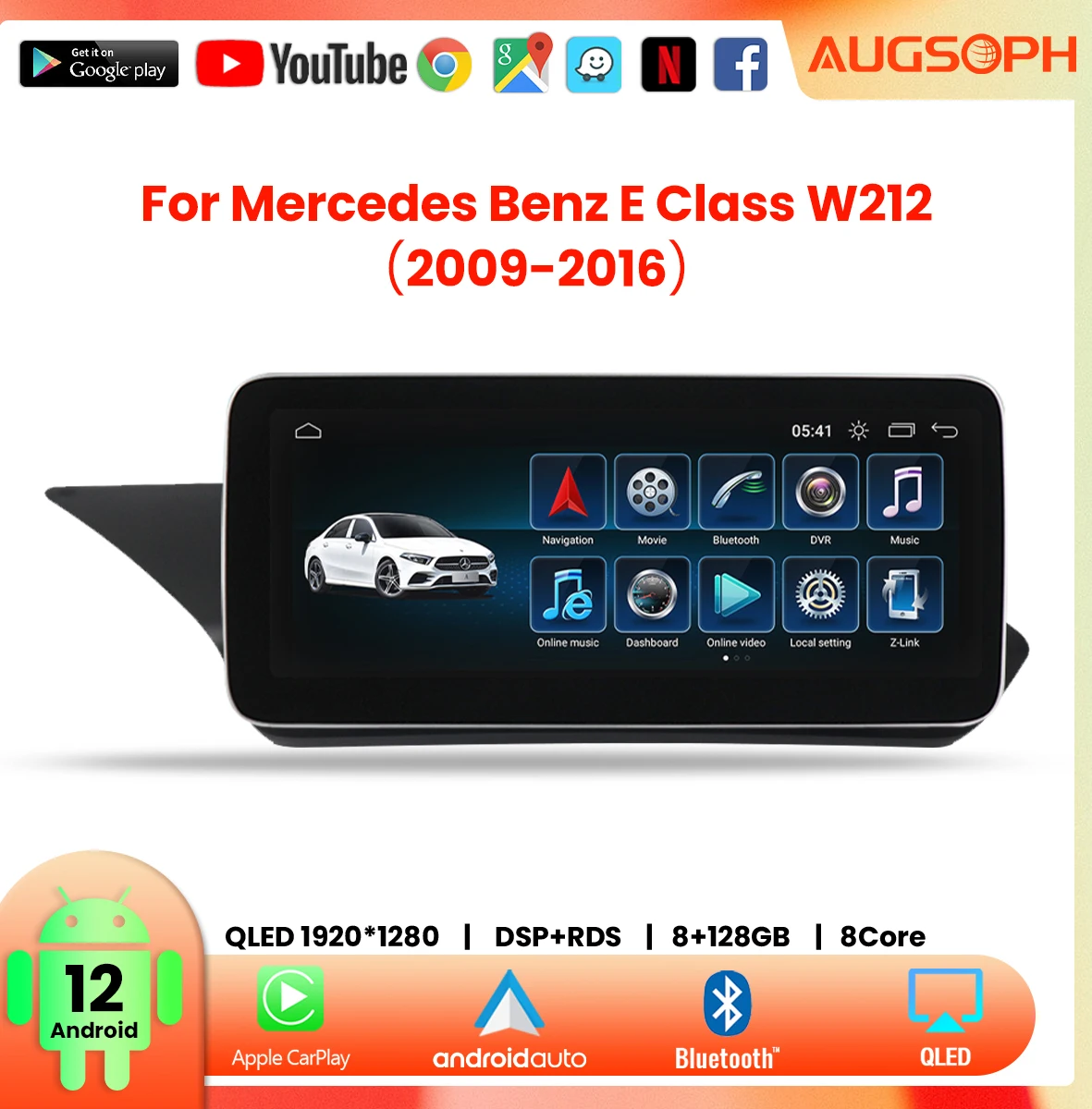 

Автомагнитола на Android 12 для Mercedes Benz E Class W212 2009-2016, 12,3 дюйма, QLED, 8 ядер, мультимедиа, стерео с 4G Carplay и GPS