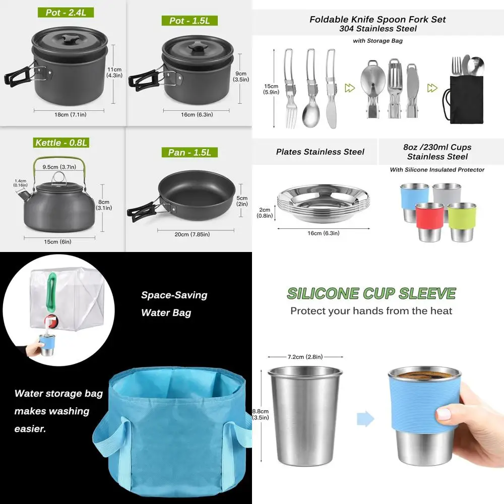 

Compact 33-Piece Camping Cookware Set with Collapsible Bowls and Utensils for Outdoor Adventures