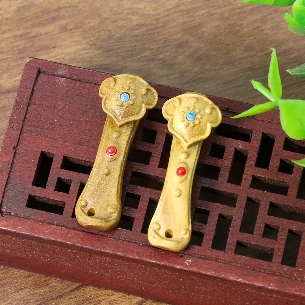 1PC Carving Natural Wooden Ruyi Ornaments Home Office Desktop Feng Shui Decoration Car Interior Pendant DIY Accessories Craft