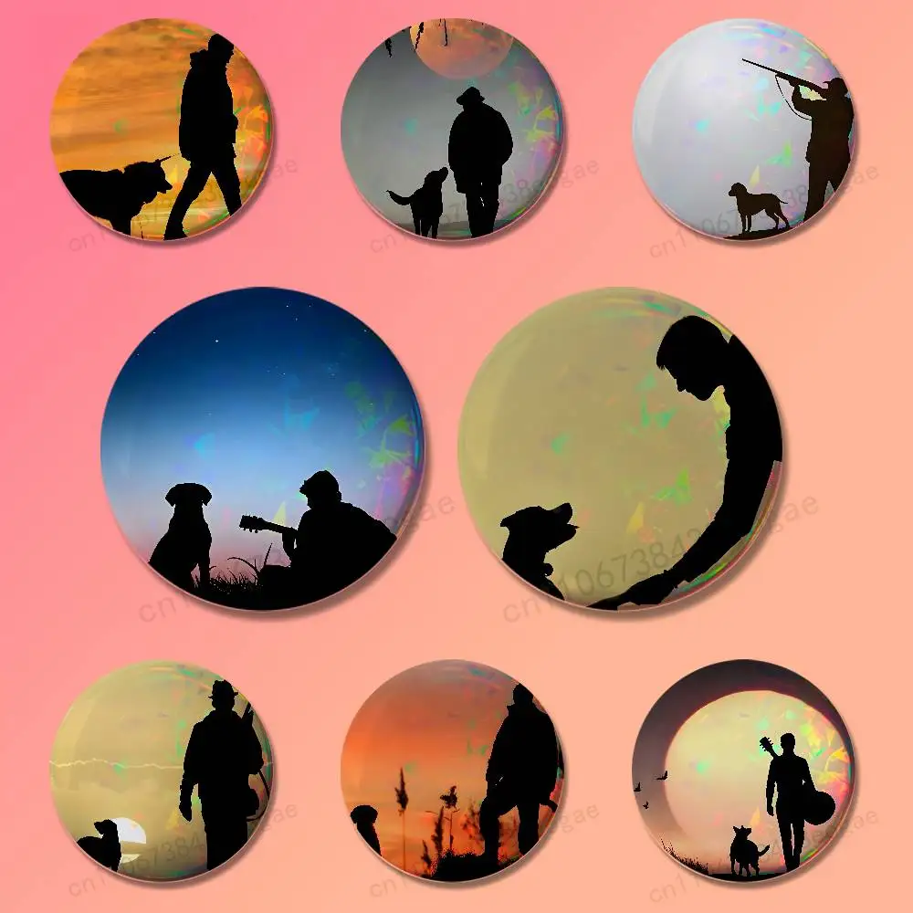 

Silhouette Art Hunter Dog Custom Badges 25 32 44 58 75 mm Brooch Backpack Hat Enamel Pins Accessories Toys Gifts