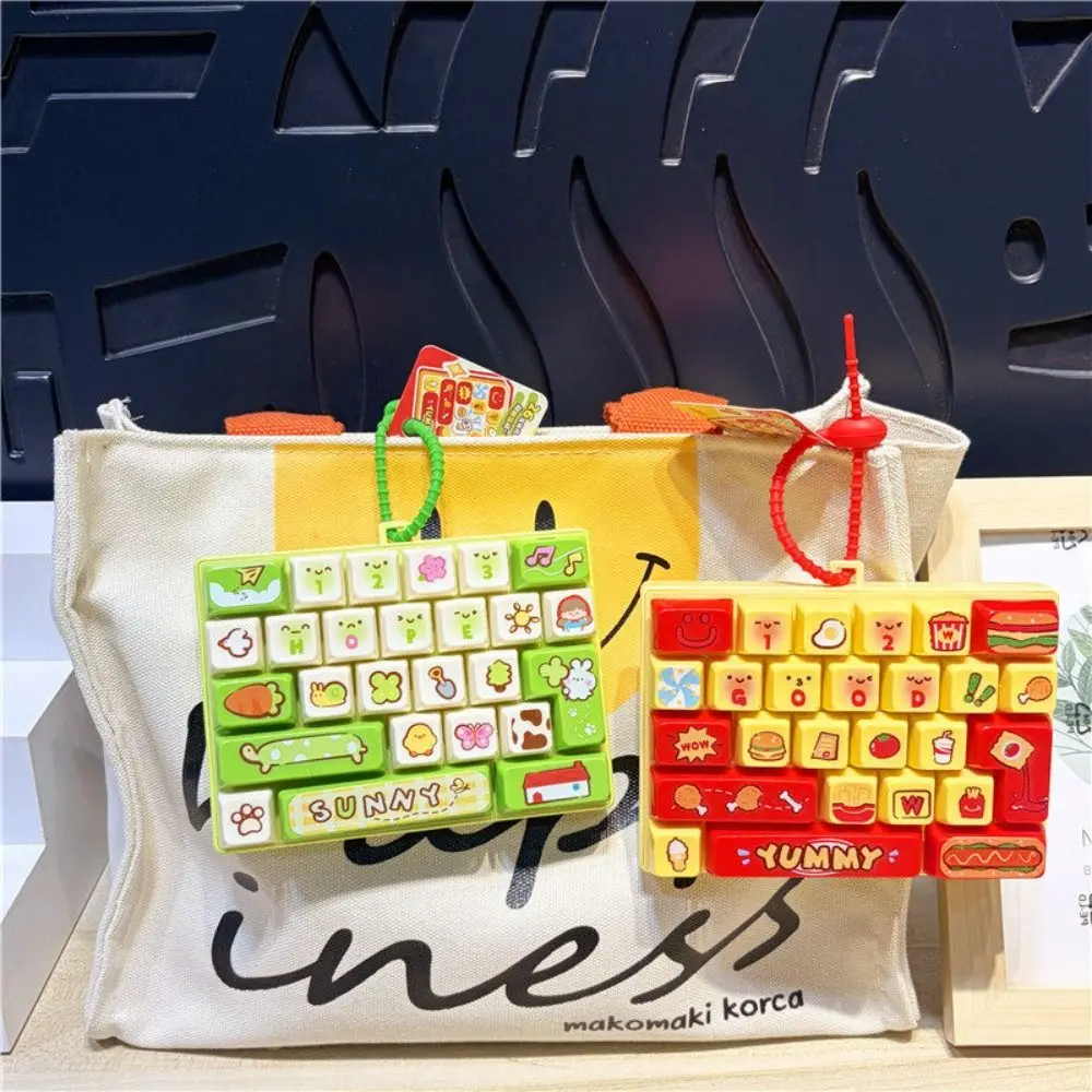 26-key Keyboard Keychain Clear Key Sounds Hanging Loop Press Button Pressable Keys Stress Relief Decompression Bag Pendant