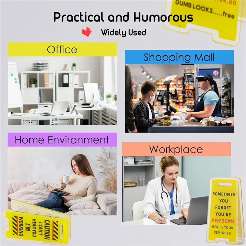 A13E-Funny Sticky Note Holder - 6 Pack Note Holder Clips, Overstimulated Desk Sign For Office, Hilarious Desk Signs