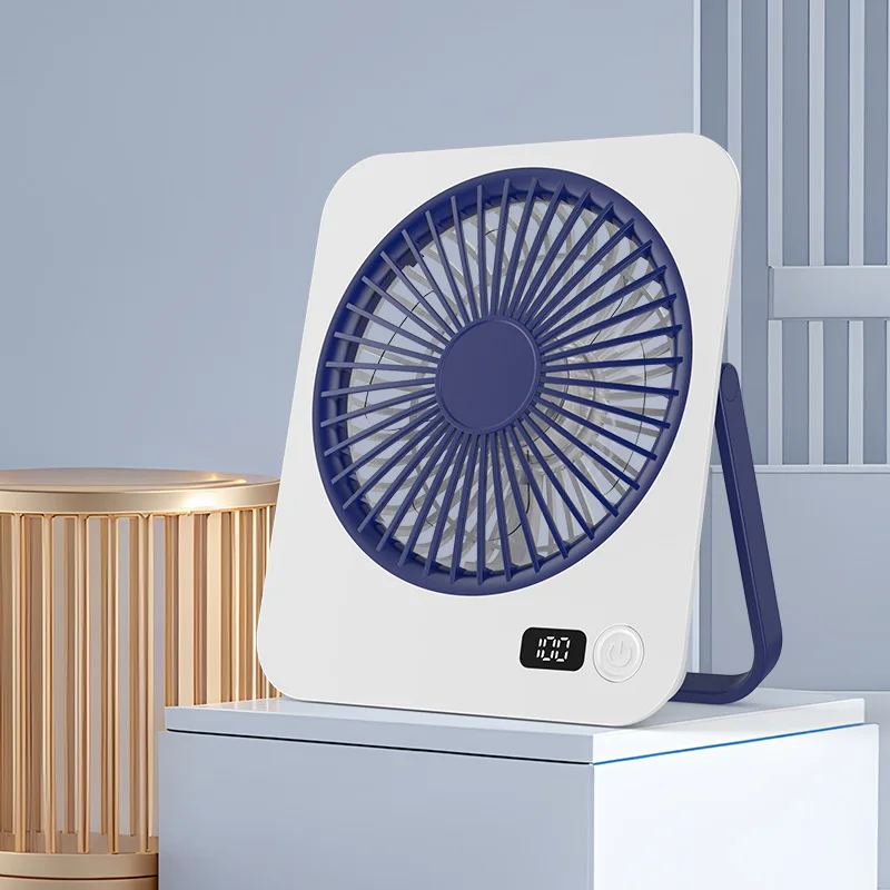 Desk Fan, Portable USB Rechargeable Fan, 180° Tilt Folding Personal Fan With Power Display, 5 Speeds Ultra Quiet Table Fan