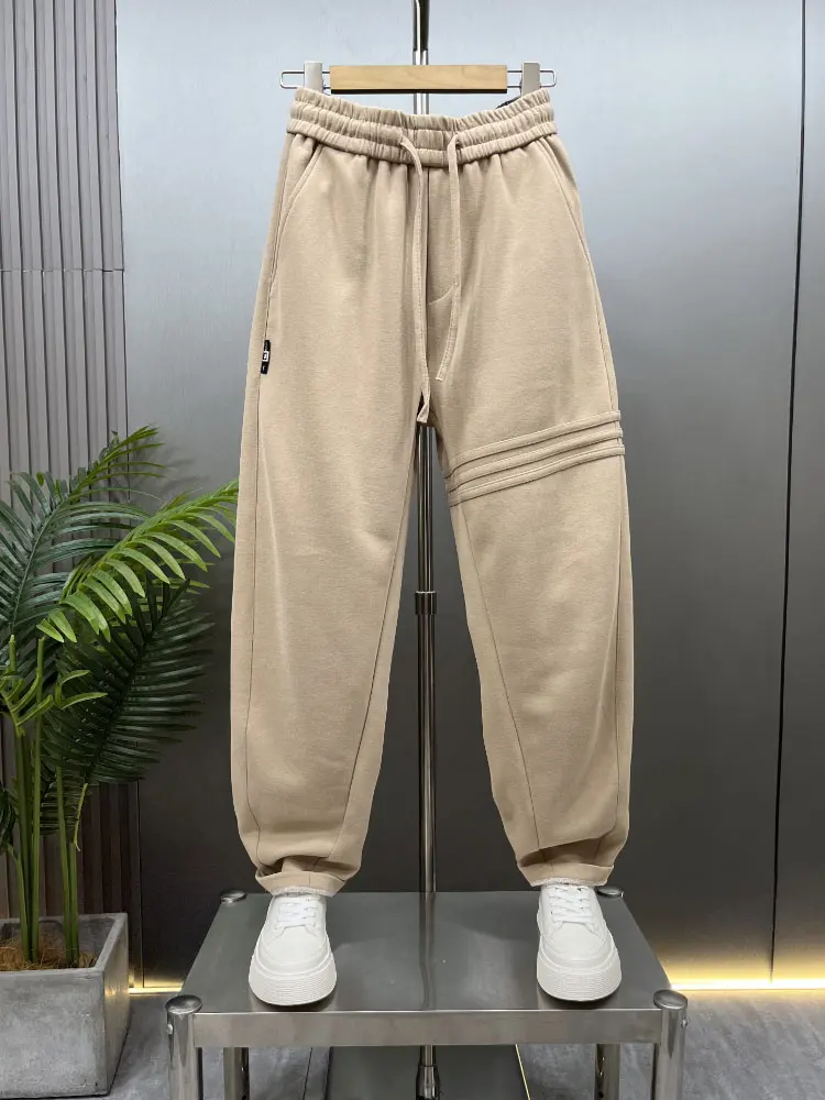 

Men's Casual Sport Pants Striped Patchwork Loose Straight Leg Wide Leg Long Trousers Trendy Autumn Winter Leisure Sweatpants