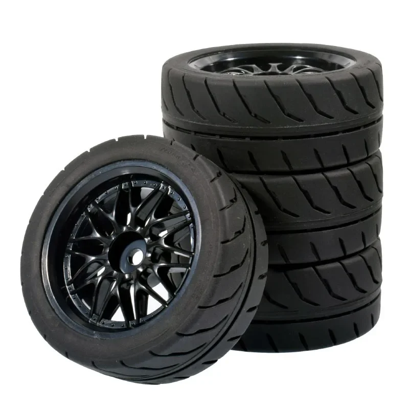Opony do kół 68 mm, felgi z mocowaniem sześciokątnym 12 mm, wytrzymała guma do samochodów RC 1/10, 1/12, 1/14, kompatybilne z Wltoys 144001
