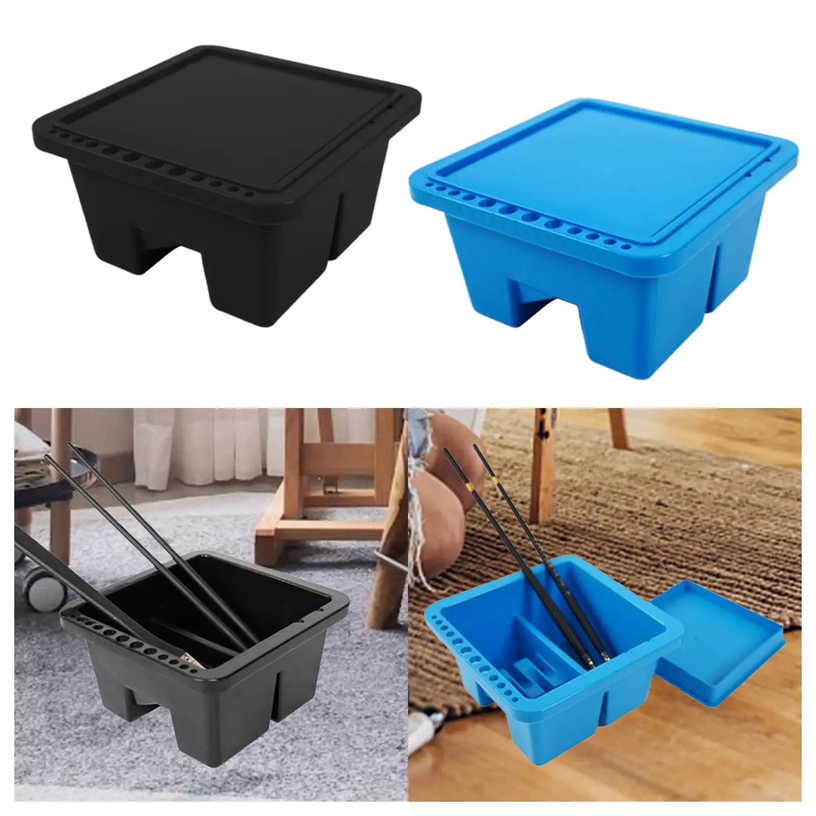 Paint Brush Cleaning Basin, Paint Brush Washer Holder, Multipurpose Bucket with Lid for Artist, Paint Cleaner