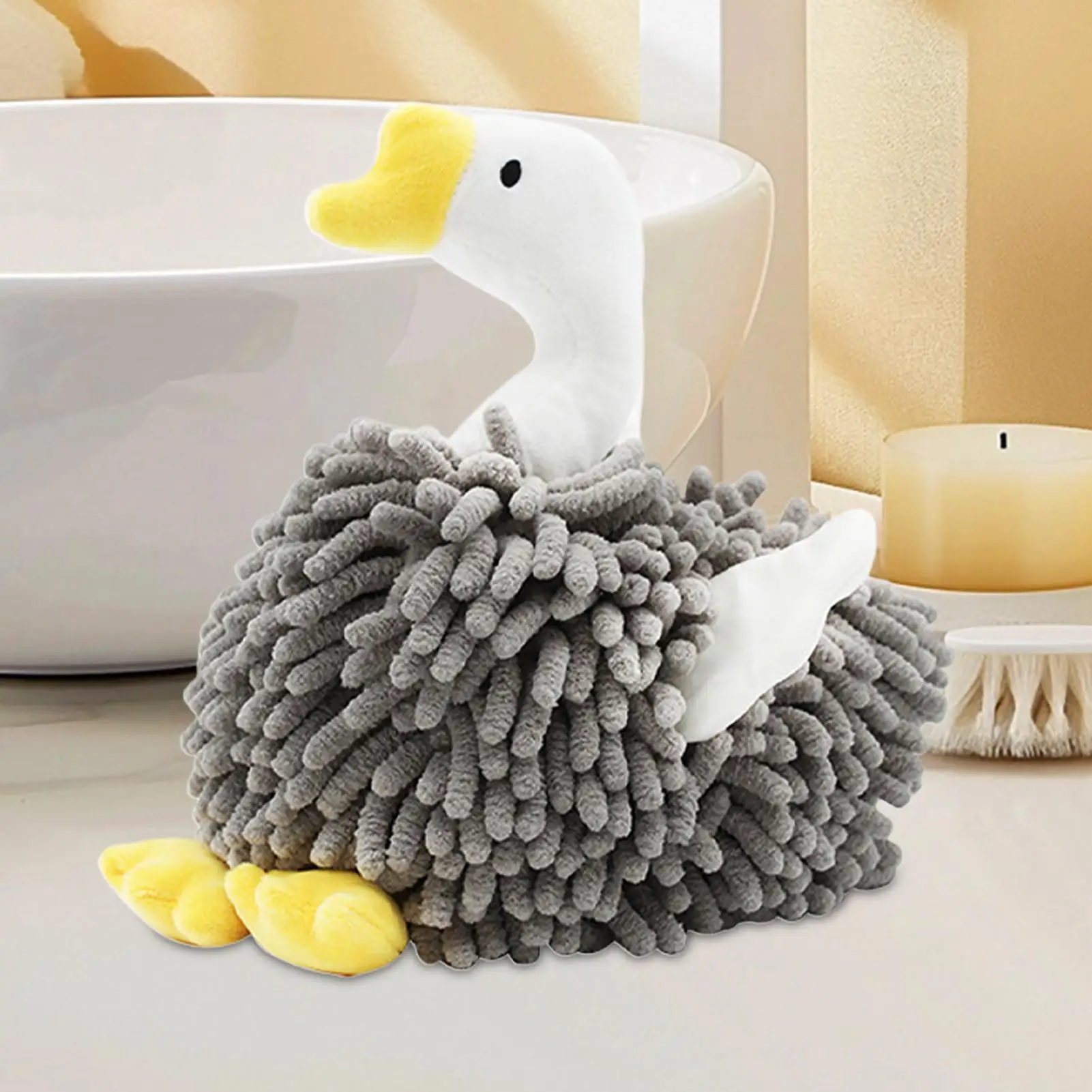 Hand Towel Swan Shape Fuzzy Ball Hand Towel Multi-function Cute Plush Drying Puff For Farmhouse Bathroom Kitchen