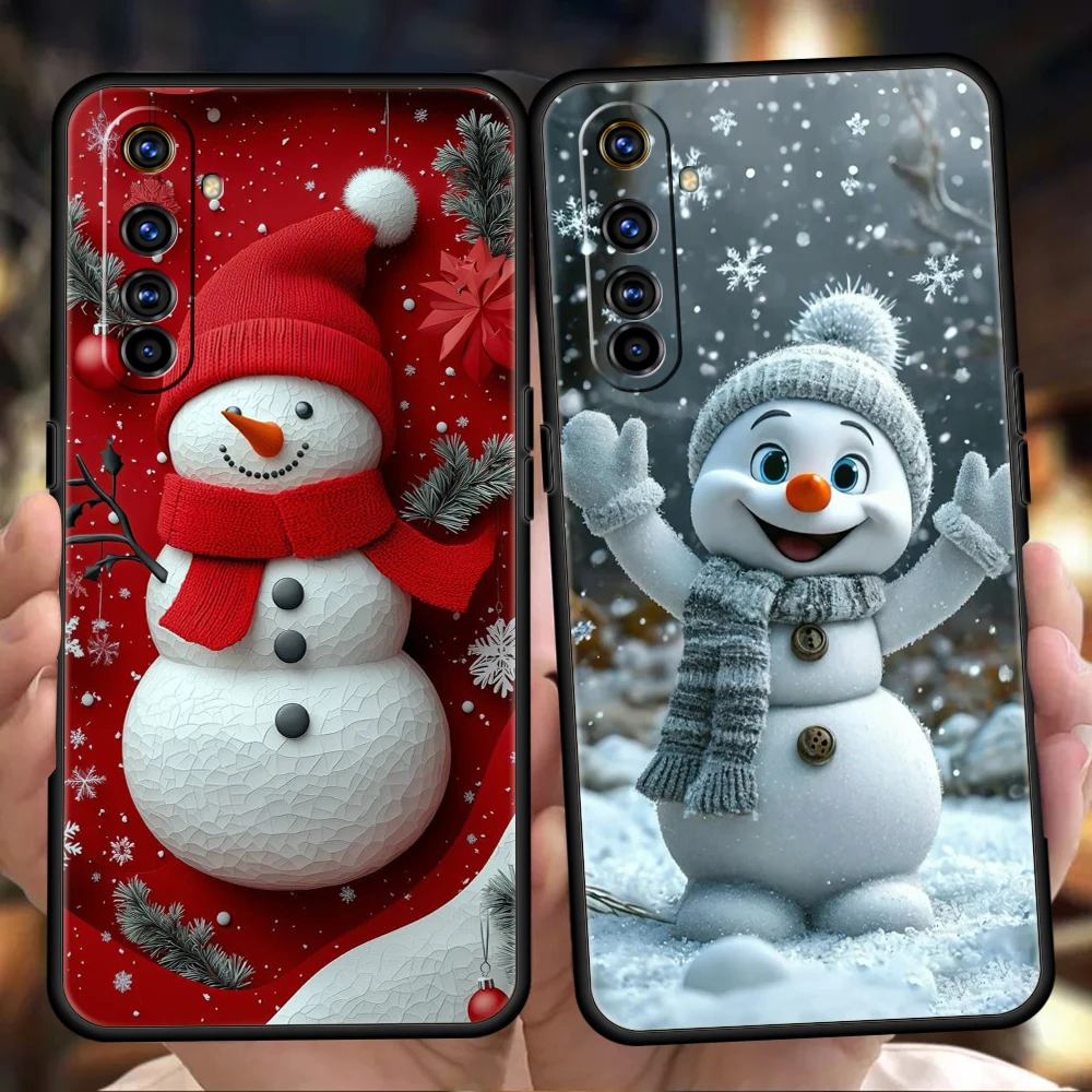 

Christmas Snowman Phone Case For Oppo A3S A15 A17 A31 A95 Find X5 X6 Pro A54 A53 A52 Reno 6 7 8 SE Z Pro 5G Soft TPU Cover Bags