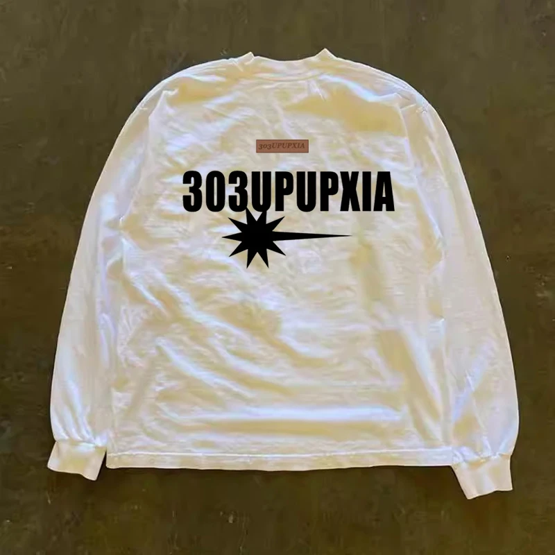Long Sleeve T-Shirt 310 Pure Cotton Double Thread Women's Style Three Needle Charitable Fundraising Upward Hero American Couple