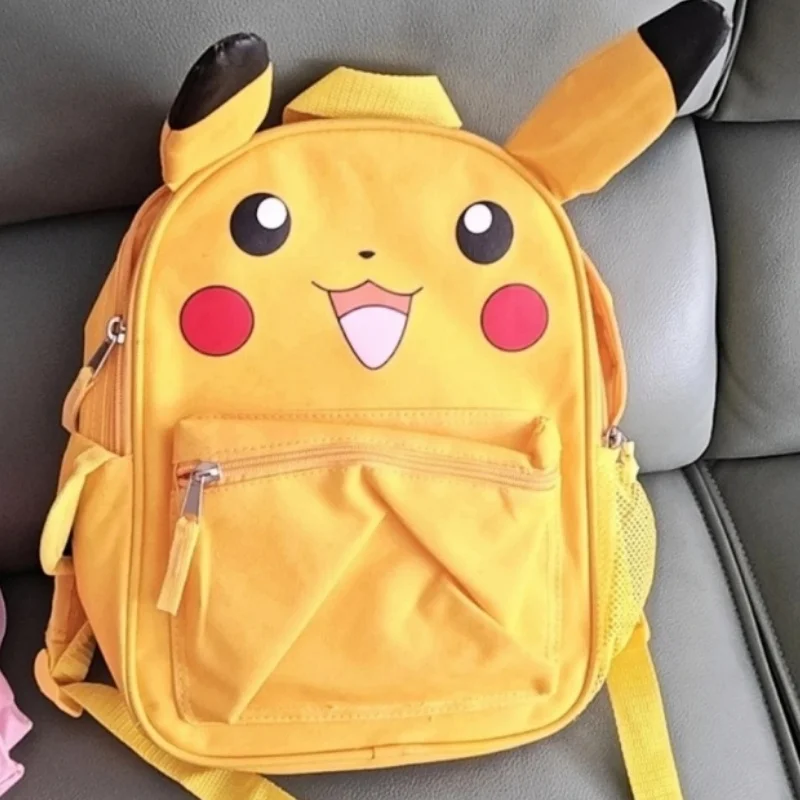 Amarelo pokémon mochila masculina e feminina saco de escola pikachu mochila anime periférico bonito saco de lazer de grande capacidade