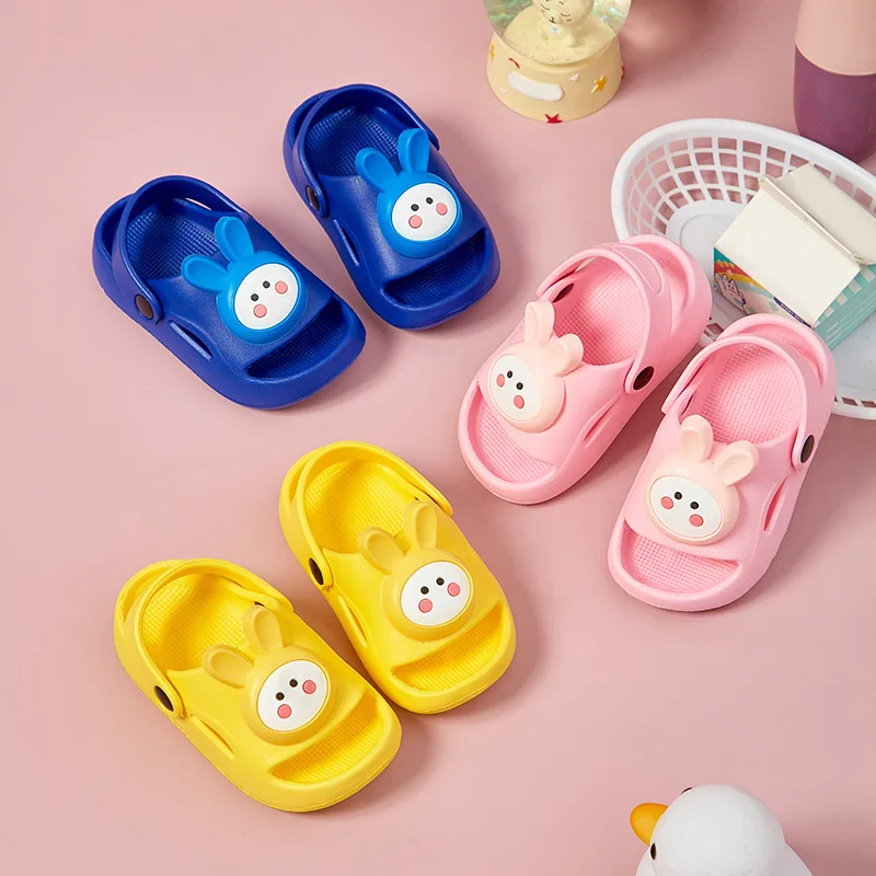 Summer Kids EVA Sandals Cute Rabbit Slippers for Boy Girl Non-slip Thick Sole Beach Shoe Indoor Lightweight Slides Zapatos Niña