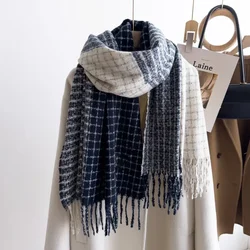 New Arrivals Double-sided Checkered Thin Tassels Comfortable Scarf Imitating Cashmere Retro Outdoor Keep Warm Shawl Men Women