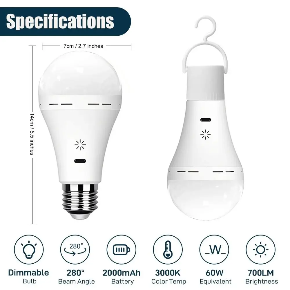 Portable 3 Color Remote USB Led Bulb Smart Cordless E27 Bulbs Dimmable with Timing Rechargeable Light Bulb