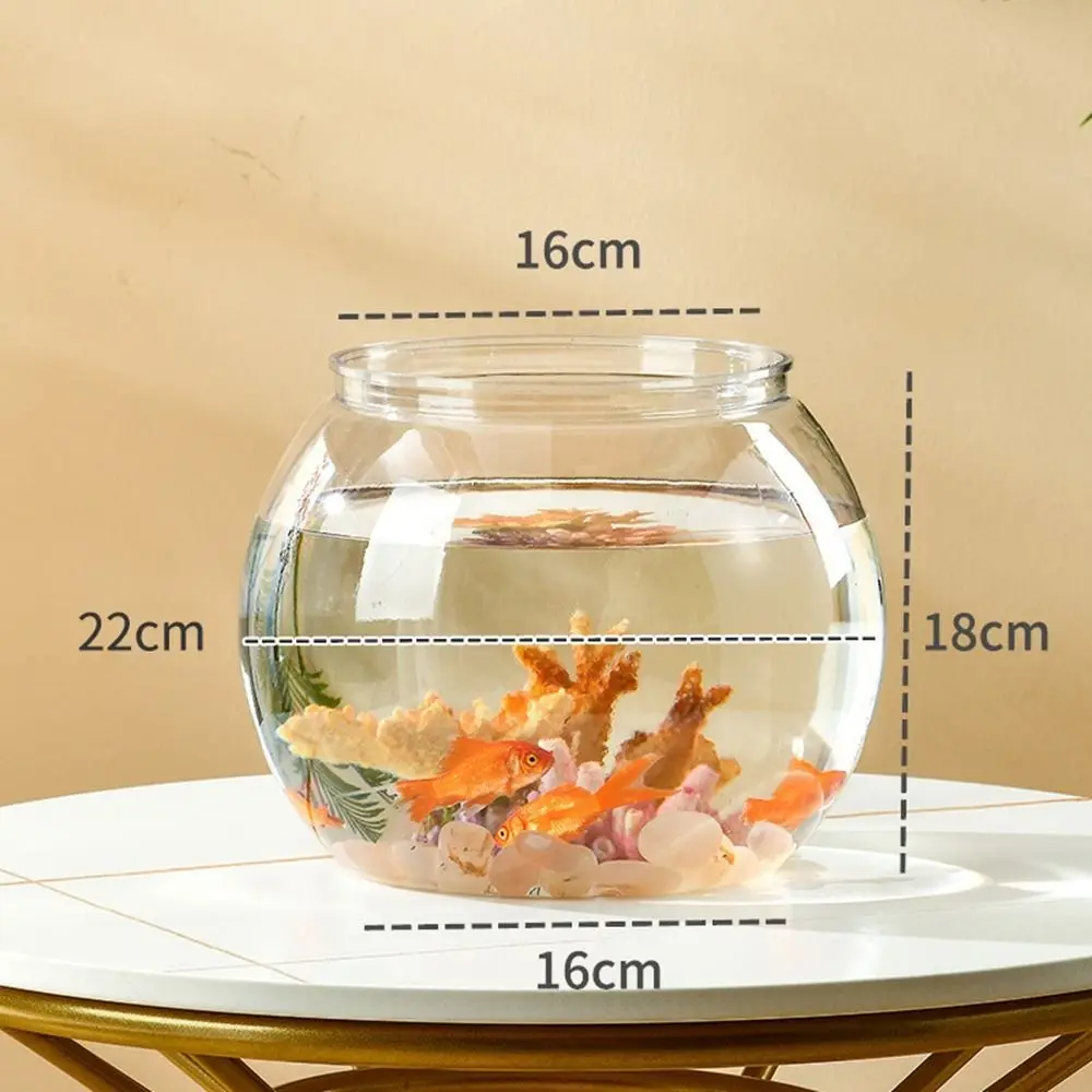 

Good View Clear Transparent Round Fish Tank Plastic Portable Fish Bowl light luxury Small Desktop Aquarium Bowl living desk