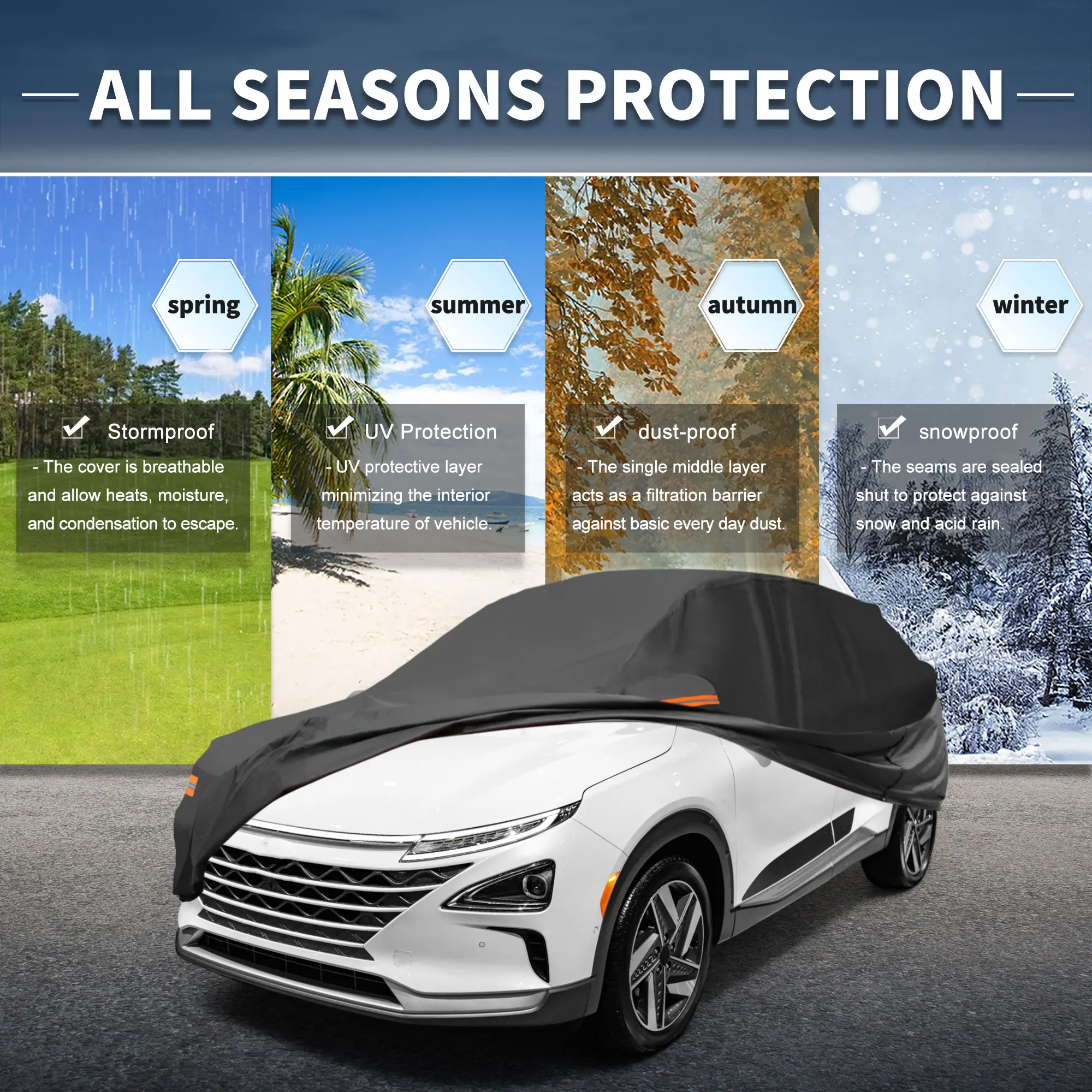 

Uxcell Car Cover W/ Left Side Door Zipper 210D-Pu for Hyundai Nexo