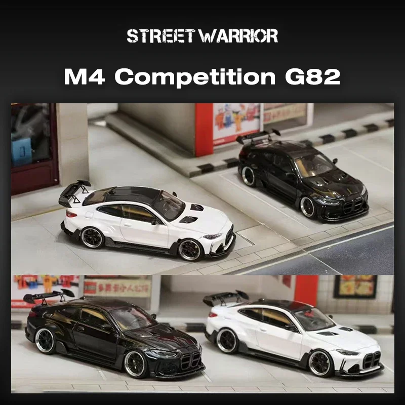 

In Stock SW 1:64 G82 M4 Competition Black WHITE Diecast Diorama Car Model Collection Street Weapon Warrior