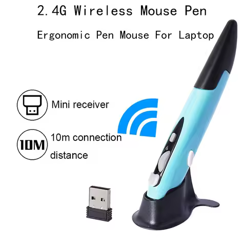 2.4G Wireless Mouse Pen Ergonomic Portable Pen Mouse USB Receiver Silent Optical Mouse for Laptop PC Office Home