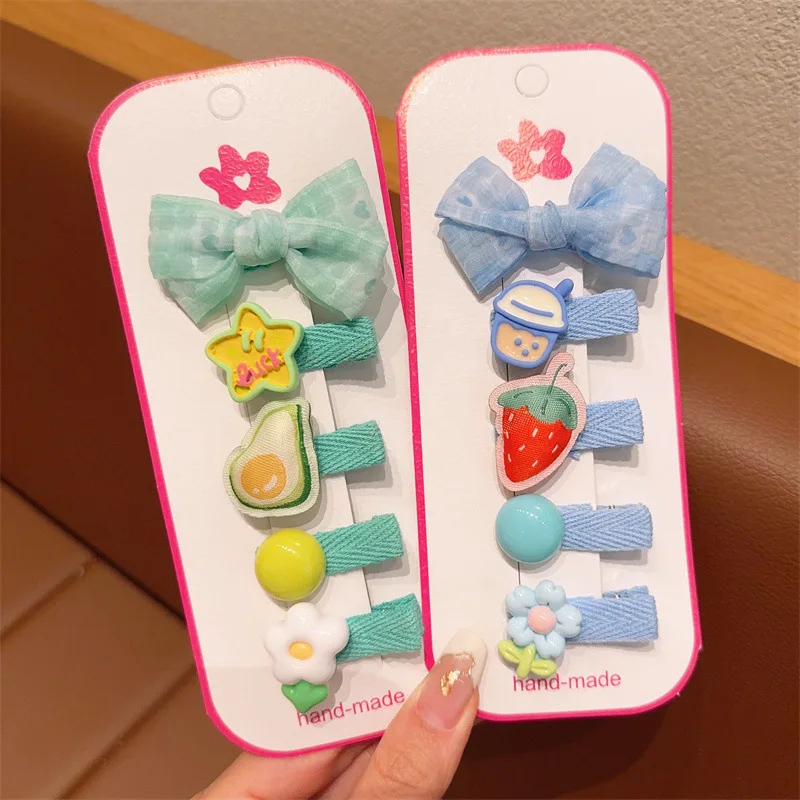【5-Piece Set】Summer New Children's Hairpin Girl Headwear Baby Headdress Duck Mouth Clip Bow Hair Clip Side Barrettes image 4