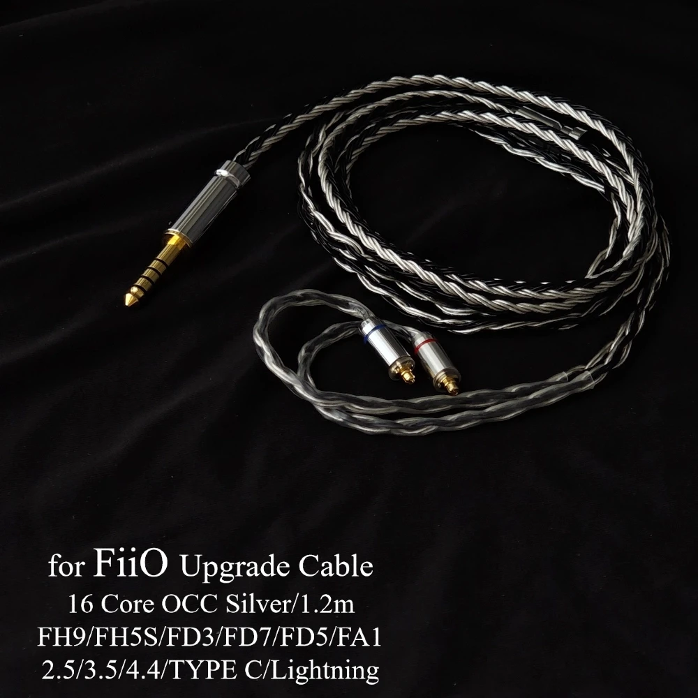 для 16-жильного кабеля обновления FiiO FH9/FH5S/FD3/FD7/FD5/FA1 с микрофоном 2,5/4,4 мм, сбалансированный MMCX посеребренный OCC