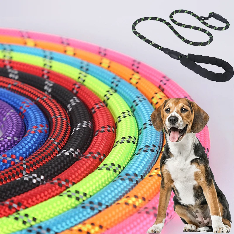 

Upgraded Light Reflective Big Dog Leash Sponge Handle Protective Training Running Pet Accessories Golden Retriever Nylon Chain