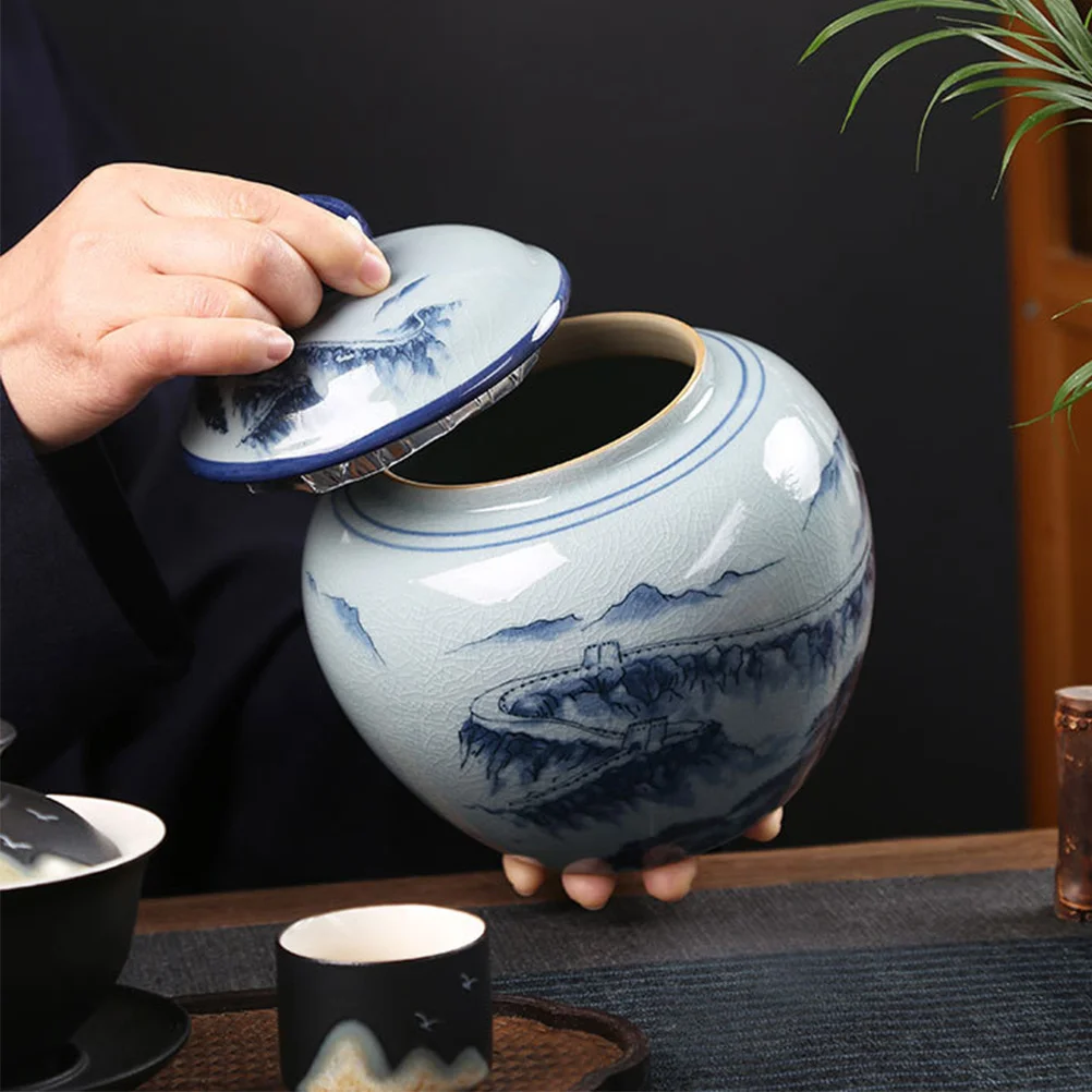 

Ceramic Tea Storage Container Holder Cute Airtight Kitchen Candy Jar Organizer Tea Box Home Supplies Home Candy Jar