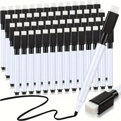 50 Pack Black Dry Erase Markers with Eraser Caps Low Odor Whiteboard Pens for School, Office Classroom Chalkboard Writing