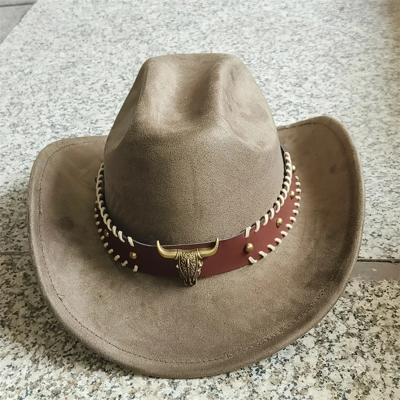 Suede Cowboy Hat belt Men Women autumn winter new double concave Western Cowboy Hat Retro Hat Wholesale sombrero vaquero mujer