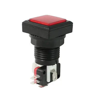 AC 125V/250V 15A Red Square Head Momentary Push Button Switch