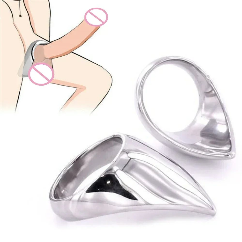 New Metal Cock Ring Testicle Binder Delayed Ejaculation Ring Unique Shape Cock Ring BDSM Adult  Sex Toys for Men Chastity Toys