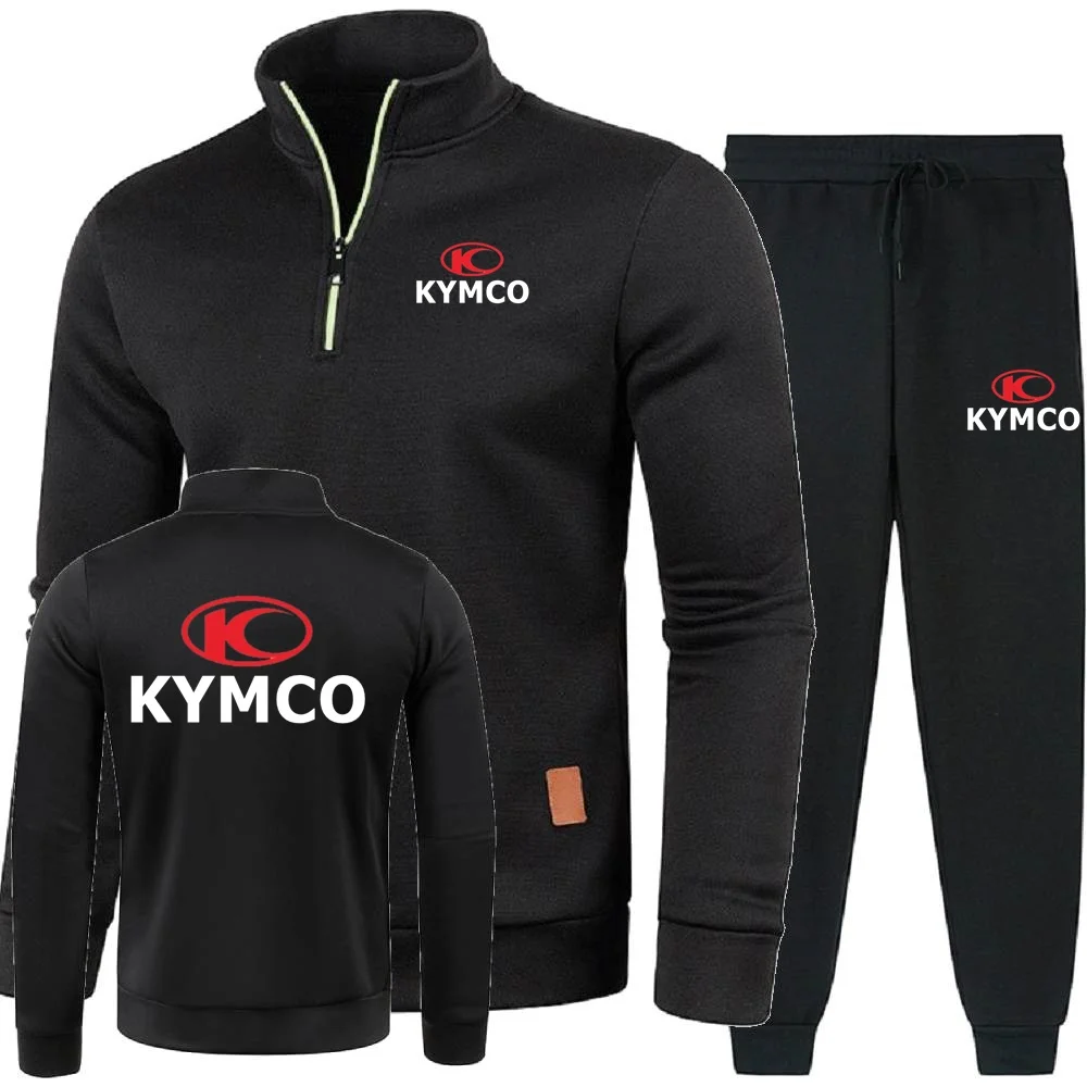 Picture 5: Mens Pullover Men 2Pcs Sets Hoodies Pants Sportswear Sweatshirts Half Zipper Soft Fleece Turtleneck Sweater KYMCO Jacket Coats