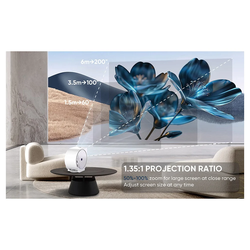 

【Price Drop】TYPE C 4K 400ANSI Mini Projector with WIFI and Bluetooth,BT5.2 4K Movie Video Projector with 270° Rotatable US PLUG