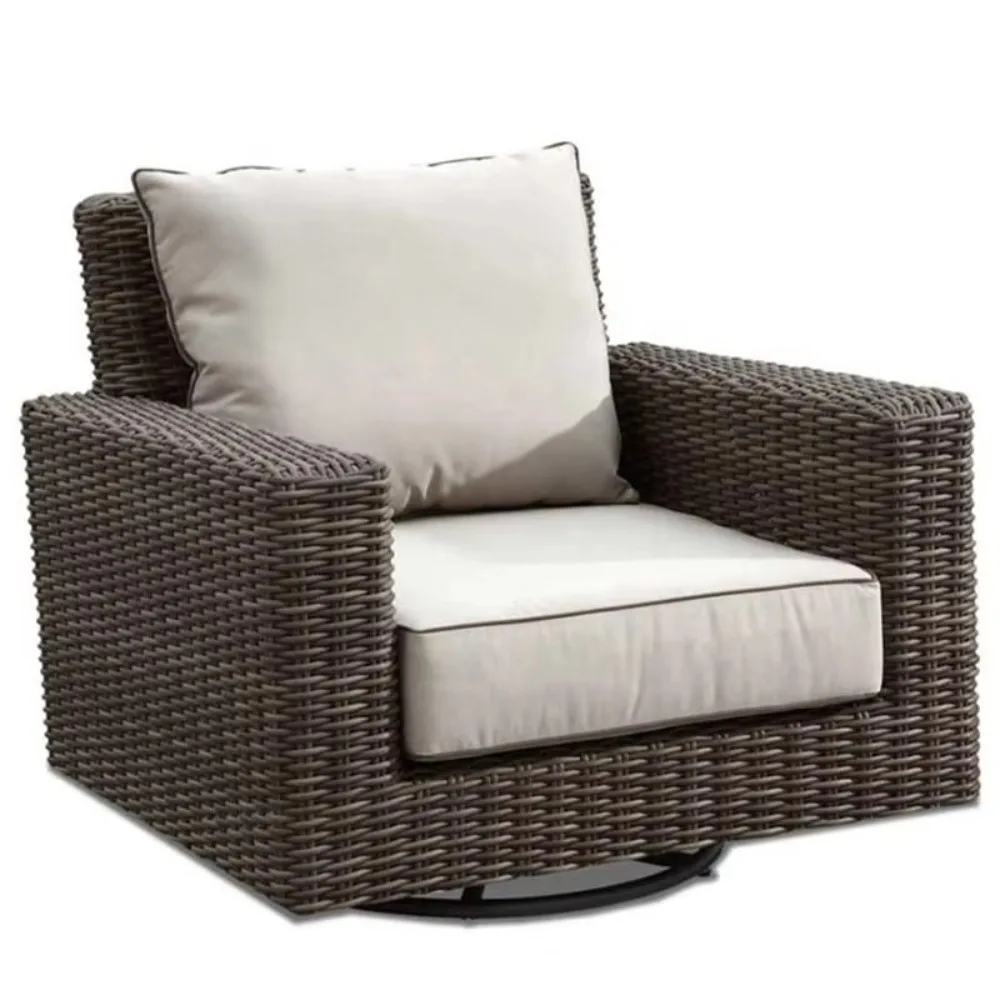 Modern Outdoor PE Rattan Furniture Set Wood Coffee Table & Balcony Living Room Sofas Patio Villa Courtyard Hotel Leisure Garden image 5