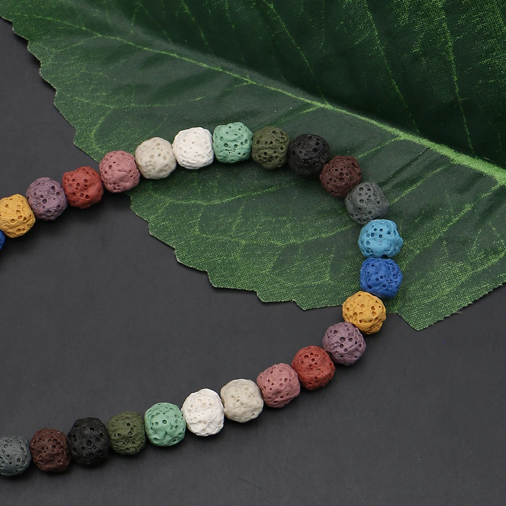 

Fashion Volcanic Rock Colored Beads Dyed Natural Rough Stone Straight Hole Loose Beads 1strand DIY Making Necklace Jewelry Gift