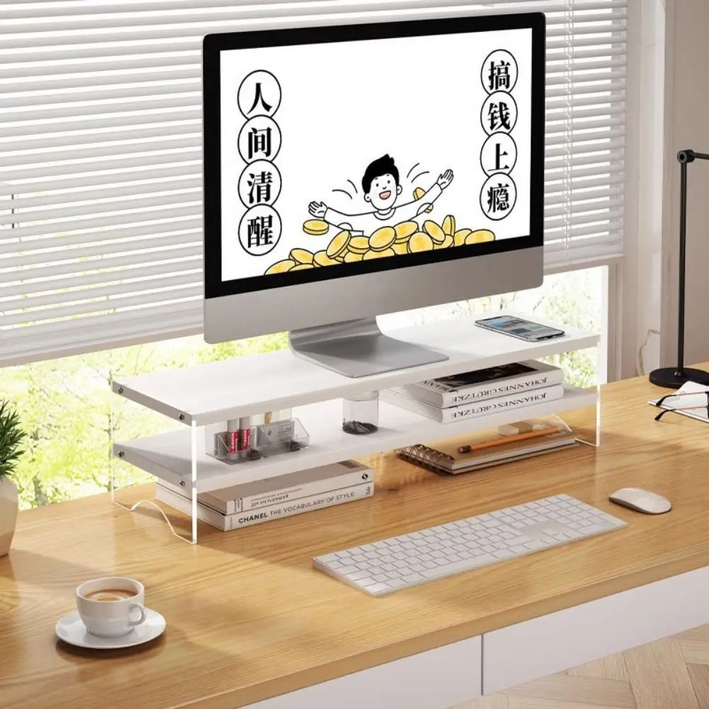 

Single/Double Layers Acrylic Floating Computer Stand Protect Neck Comfortable Viewing Height Computer Screen Rack