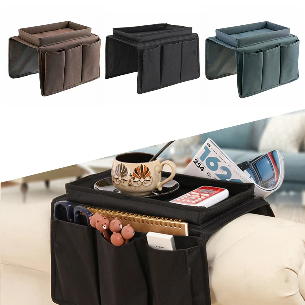 4 Pockets Storage Bag Sofa Handrail Tray Table Mat Couch Arm Rest Organizer Couch Table Top Holder Remote Control Organizer Bag