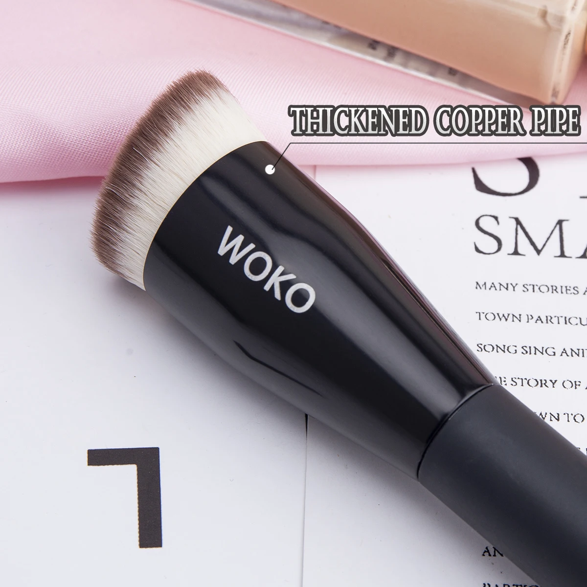 Flat Top Foundation Make-up-Pinsel, flach abgewinkelt, Kunsthaar, Gesichtskontur, Foundation, flüssige Creme, Bronzer, Polier-Make-up-Werkzeug – Detail 19