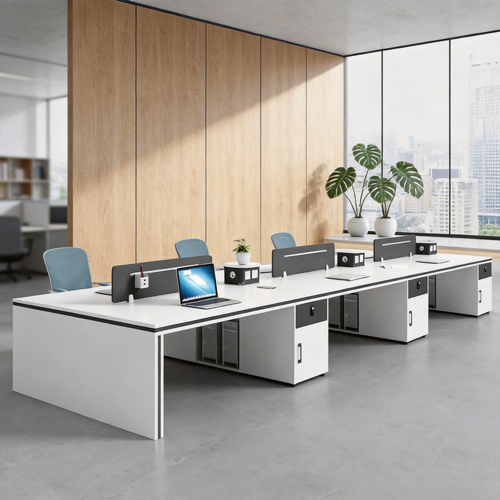 Woodworking Desk Chair - Office Staff, Desk And Chair Combination,