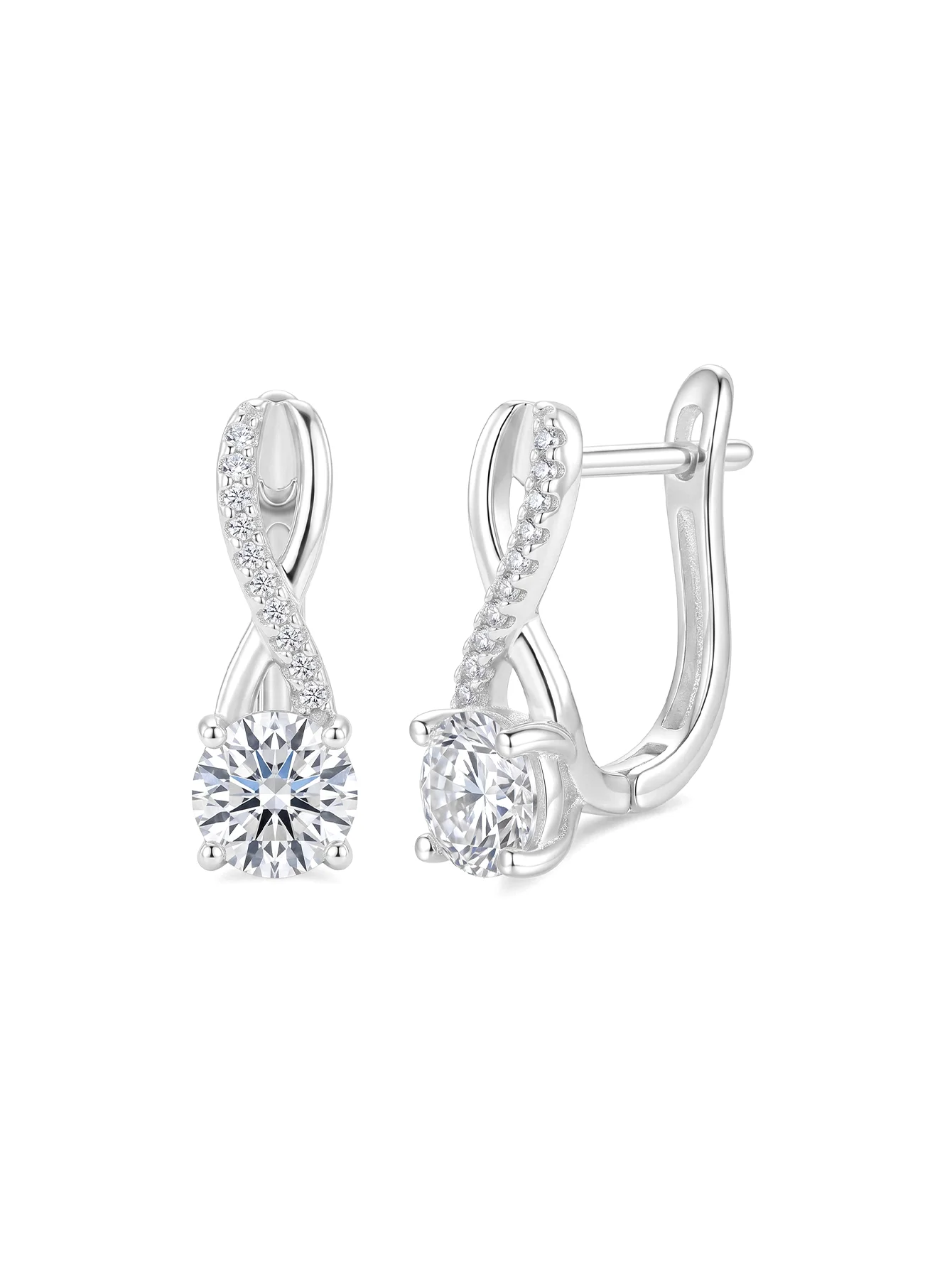 Premium S925 Sterling Silver Infinity Double Hoop Earrings | Sparkling Zircon Hypoallergenic | Valentine/Christmas Gift Box