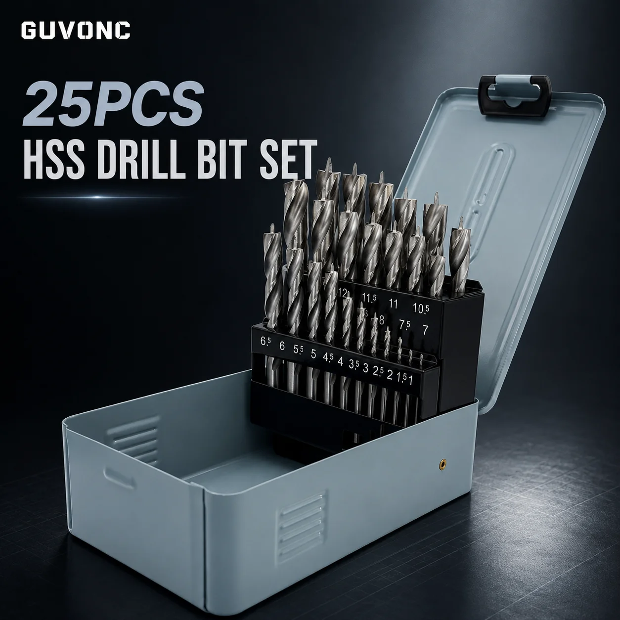 25Pcs HSS Twist Drill Bit Set 1-13mm Straight Shank Split Point Drill Bits for Wood PVC Acrylic DIY Power Drilling Tools