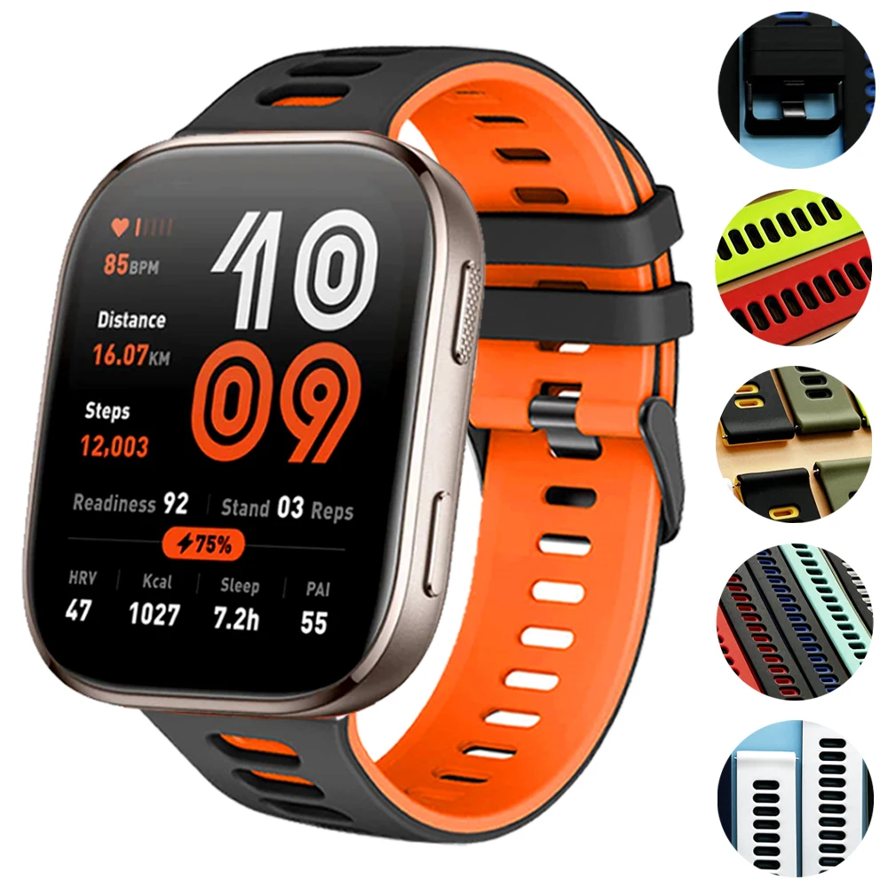 Bracelet en Silicone 20/22mm pour AMAZFIT BIP 6 5 UNITÉ Zepp Z Bracelet de sport GTR 4 3 3pro GTS 4 mini 3 Active 2 Bracelet pour AMAZFIT BIP6