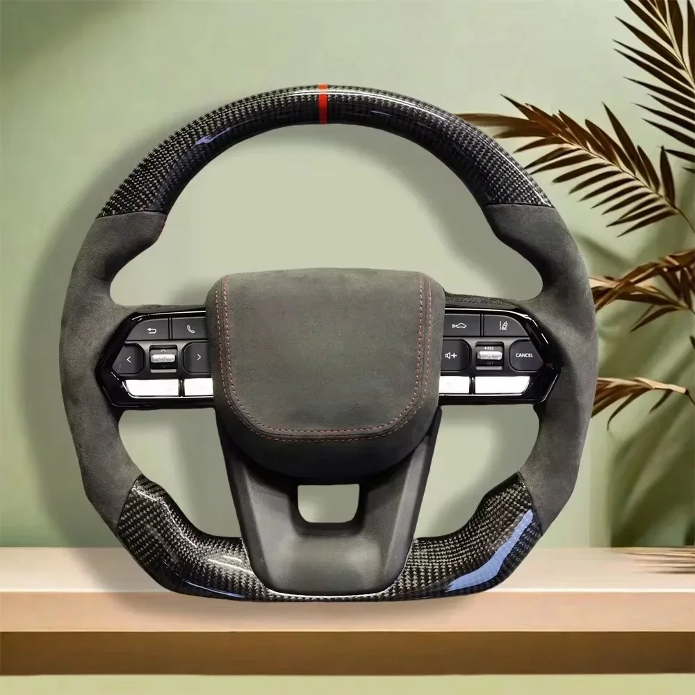With Shift Paddles Carbon Fiber Leather For Toyota Lexus Land Cruiser 300 GR Sport 2022-2024 Car Steering Wheel Car Accessories view 4