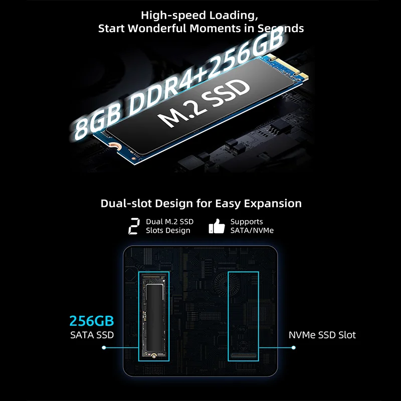 Immagine 4: BMAX B3 Pro PC con Windows 11, Intel N4500, 8GB RAM, 256GB SSD, HDMI, USB, Wi-Fi Dual Band, Supporta 4K a 60Hz, Grafica Intel HD, Mini PC